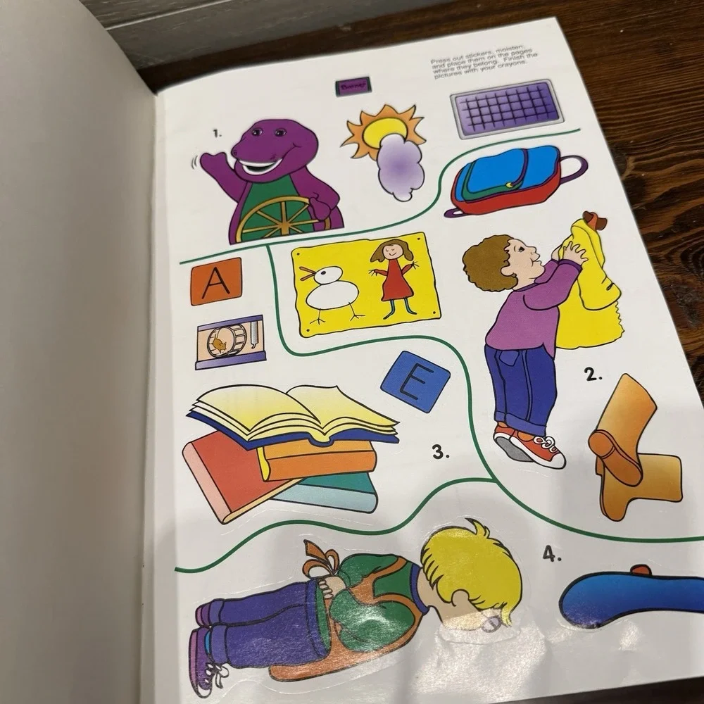 Golden Book Sticker Fun Barney Activity Book Unused Vintage 1993